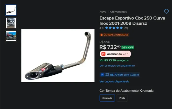  Escapamento Disarsz Twister 250 2001-2008