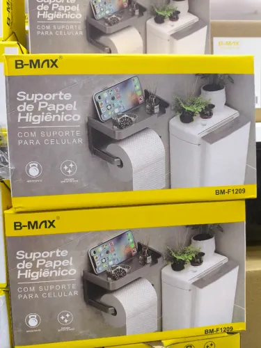Suporte para papel higiênico e celular