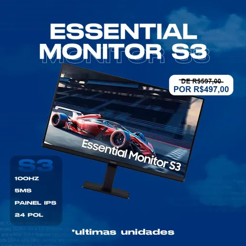 Monitor Essential S3 24 Polegadas | 100Hz | Painel IPS | Full HD