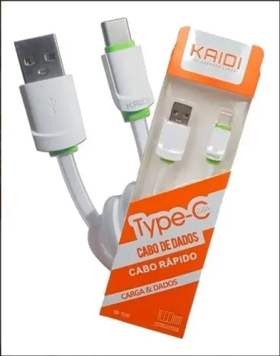 Cabo Carregador Tipo C Kaidi Kd-tc30 Usb Branco - 1m