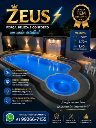 Piscina de fibra de vidro ? de 8 metros com hidromassagem ?