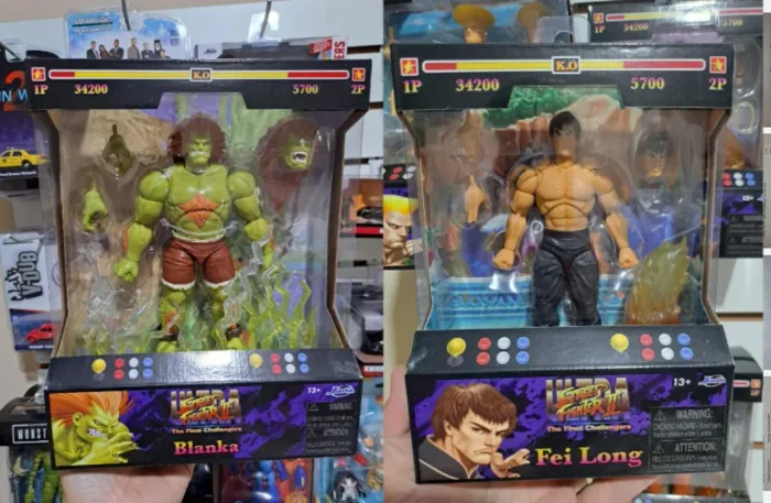 Lote 2 Bonecos Street Fighter II Blanka 19 Cm e Fei Long 18 Cm Articulados Jada Lacrados