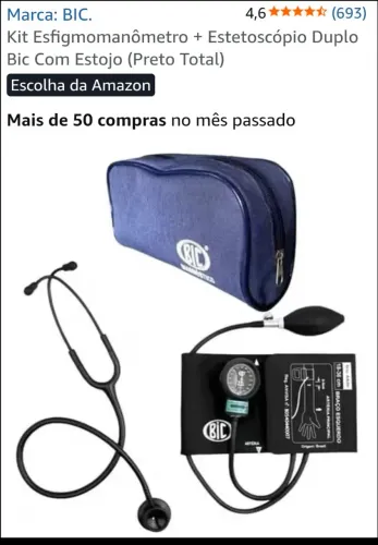 Kit esfigmomanômetro + estetoscópio