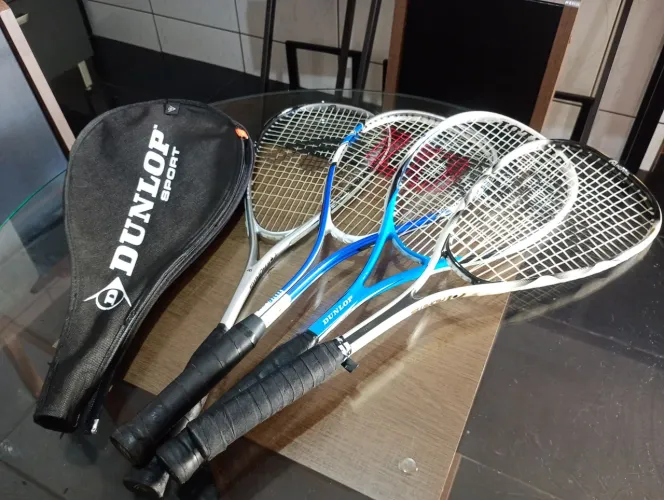 Kit Lote 4 Raquetes De Squash (Wilson, Dunlop, Adams) + Capas