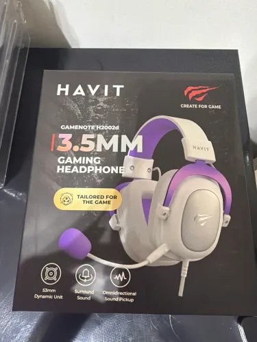 Headset Gamer Branco E Roxo Havit H2002d
