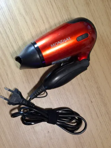 Secador de Cabelo Mondial Dobrável 1200W Bivolt - Vermelho e Preto