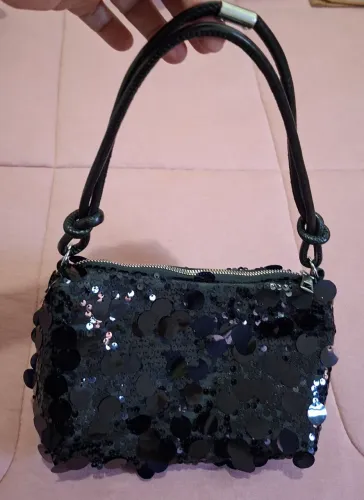 Bolsa de lantejoulas preta nova