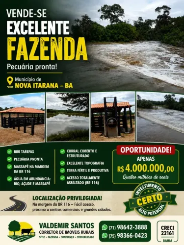 Vendo maravilhosa fazenda no município de Nova itarana