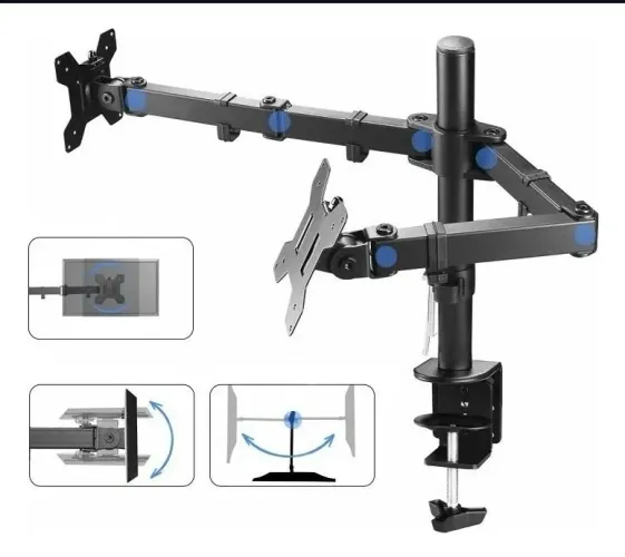suporte 2 monitores tv aço articulado vesa