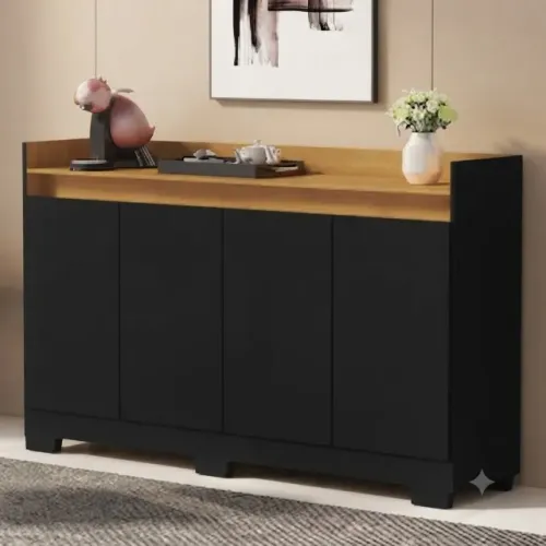 Buffet Real com 4 portas Preto e Mel Novo!