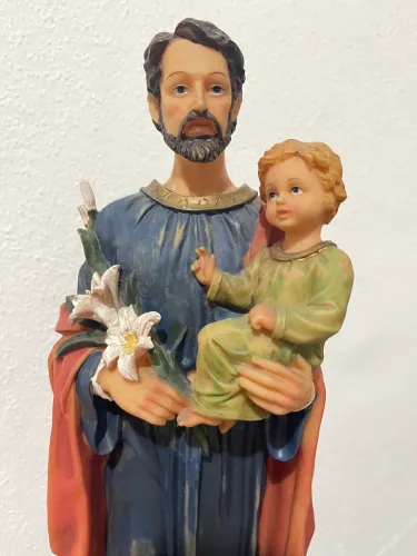 Imagem São José Com Menino Jesus Em Resina - 30cm