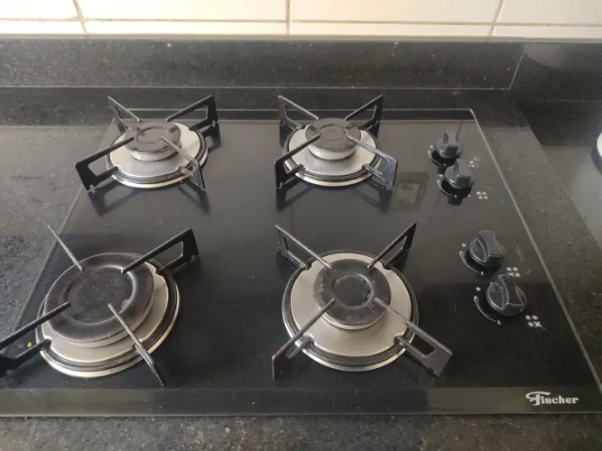 Cooktop Fischer 4 Bocas a Gás Mesa de Vidro Preto - Ótimo Estado!