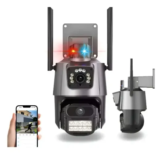(P11) Câmera Externa Ip Wifi Visão Dupla 4k Prova Dágua C/ Sirene Preto