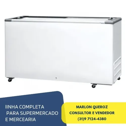 Freezer Horizontal Tampa de Vidro 503L Fricon