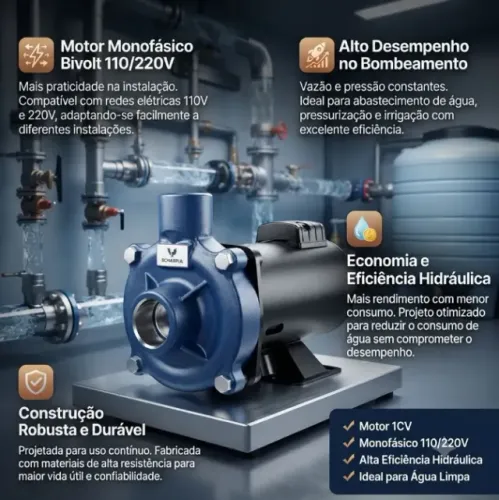 Bomba Centrifuga Scharpia GOL-005 1CV 110/220V Monofásica