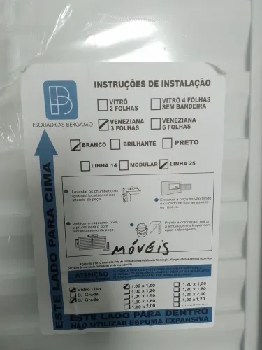 Janela de Alumínio Branca 1,00x1,00 Linha 25 Veneziana 3 Folhas Nova | Esquadrias Bergamo