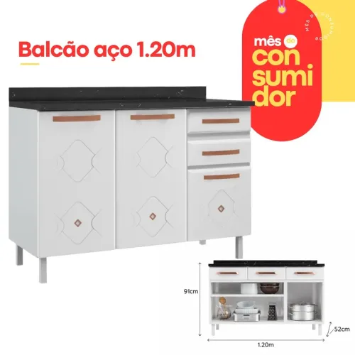 Balcão aço 1.20m