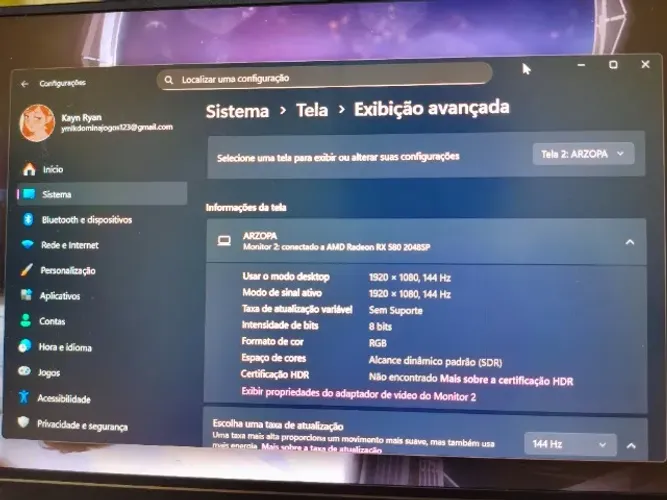 Monitor Gamer Arzopa 16.1" FHD | 144Hz | IPS