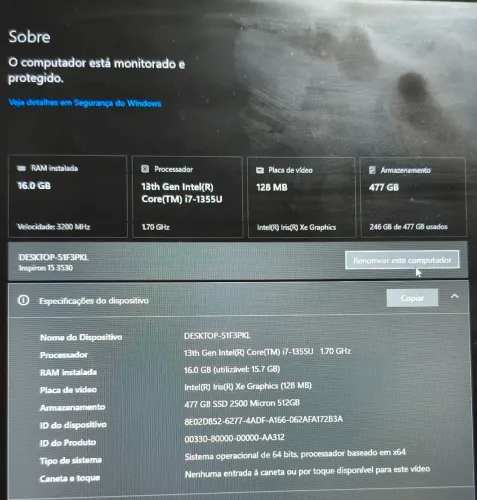 Notebook Dell inspiron 15 3530