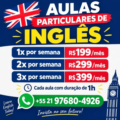 Aulas particulares de inglês, professor particular de inglês