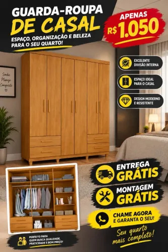 Guarda roupa de casal 6 portas 1.120