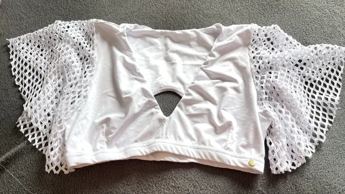 Top biquíni branco com mangas 