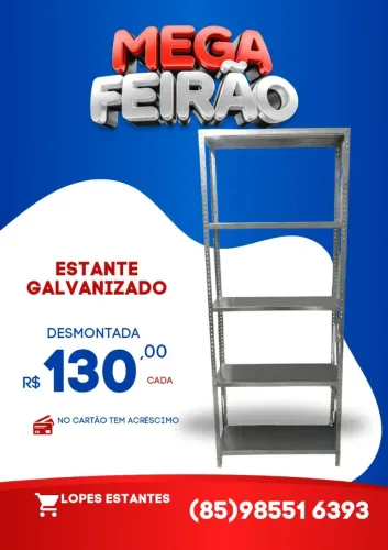 ESTANTE DE AÇO GALVANIZADO PARA COMÉRCIO EM GERAL