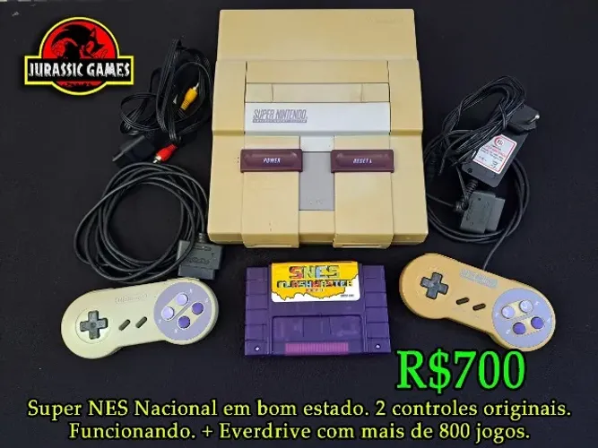 Console Super Nintendo Fat com 2 controles Originais e Everdrive. Tudo 100% Snes