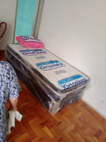 Cama solteiro box e colchão