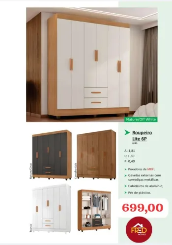 Guarda roupa 6 portas , entrega e monta, super promoção