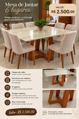 Mesa Tampo de vidro