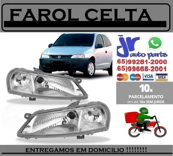 Par Farol Celta 2000 Foco Simples Mascara Cromada 