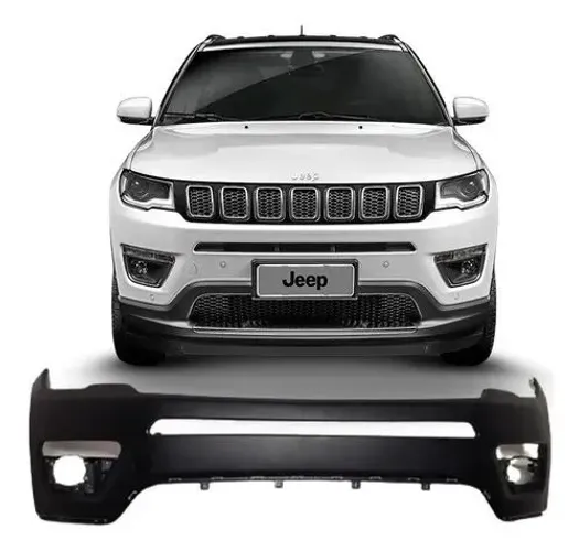 Parachoque Jeep Compass 2017 à 2021 - Superior Preto Flex - Furo Farol Auxiliar - Shin Mei