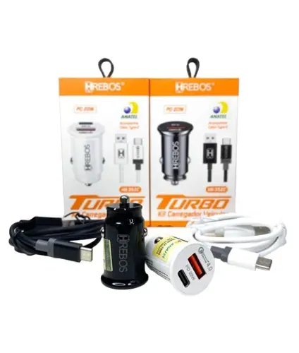 Kit Carregador e Cabo Turbo Veicular 