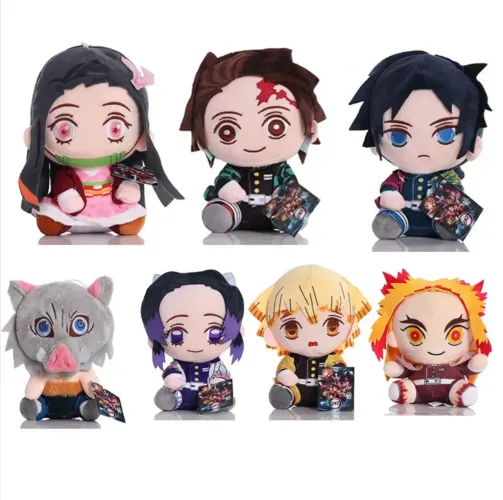 Pelúcia Kimetsu no Yaiba 20cm, Nezuko, Tangiro, Rengoku, e Zenitsu (Novo)