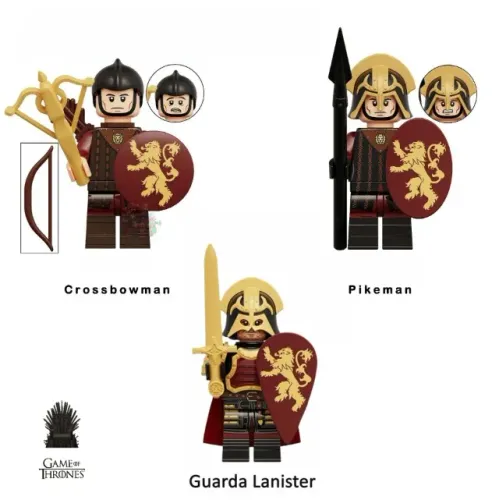 Game of T minifigure de coleção Crossbowman e Pikeman Casa do dragão Guarda Lanister 3x1