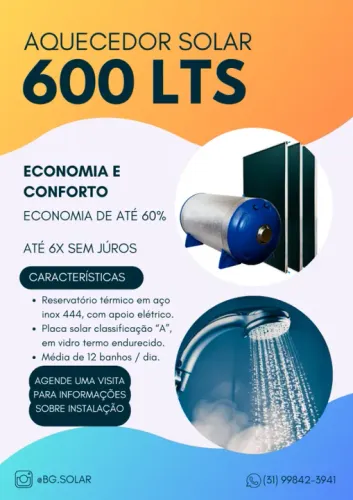AQUECEDOR TRADICIONAL 600L - 12X