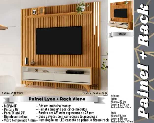 sala rack painel home ripado