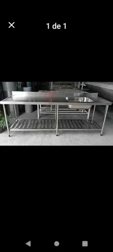 Mesa com pia inox 190x65 