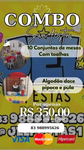 Combo festa algodão pipoca e pula 10 mesas