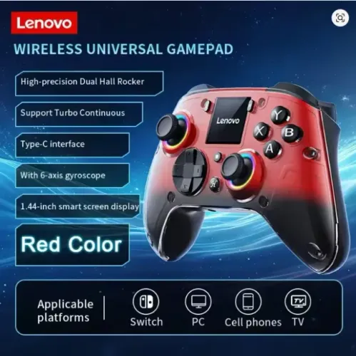 Controle Lenovo X01, com tela inteligente de configurações, vermelho