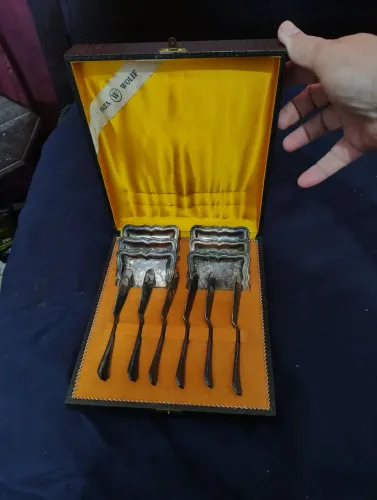 Faquinhas para manteiga E pratinhos Antigos - PRATA Wolf