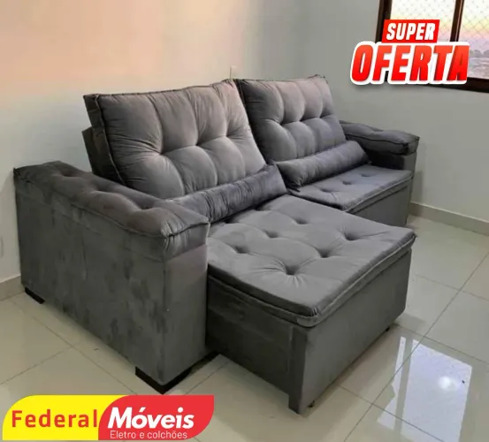 Sofá Retrátil Espuma D33 2,20m - Temos Crediário 