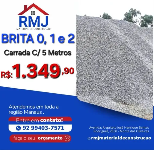Brita "0, 1, 2, Rachão e Pó de Brita" ( Carrada de 5 Metros )