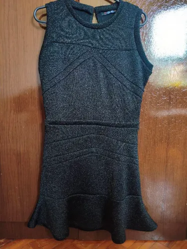 Vestido festa tubinho preto chique com brilho e babado