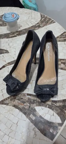 Sapato Peep Toe Carmim - Azul - tamanho 37