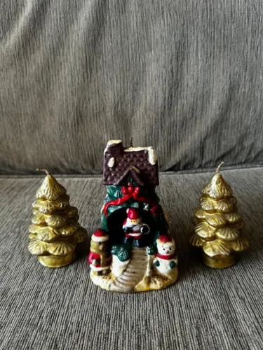 Velas De Natal Decorativas Kit Com 3 - Excelente Estado