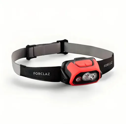 Lanterna Frontal de Trilha Recarregavel 600 Lumenes Forclaz Cor Vermelho - Hl900 USB V3