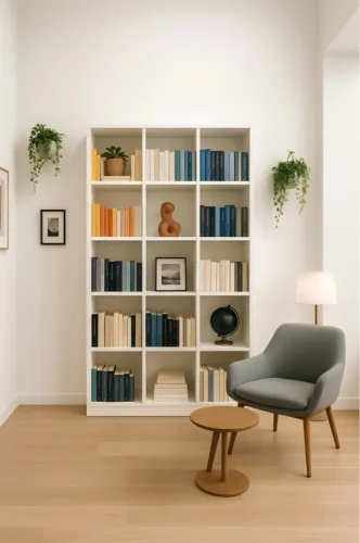Estante de livros branca moderna MDF