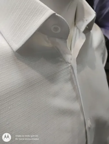 Camisa Social Super Slim Branca Fio Trabalhada detalhes e medidas na descrição apenas 79